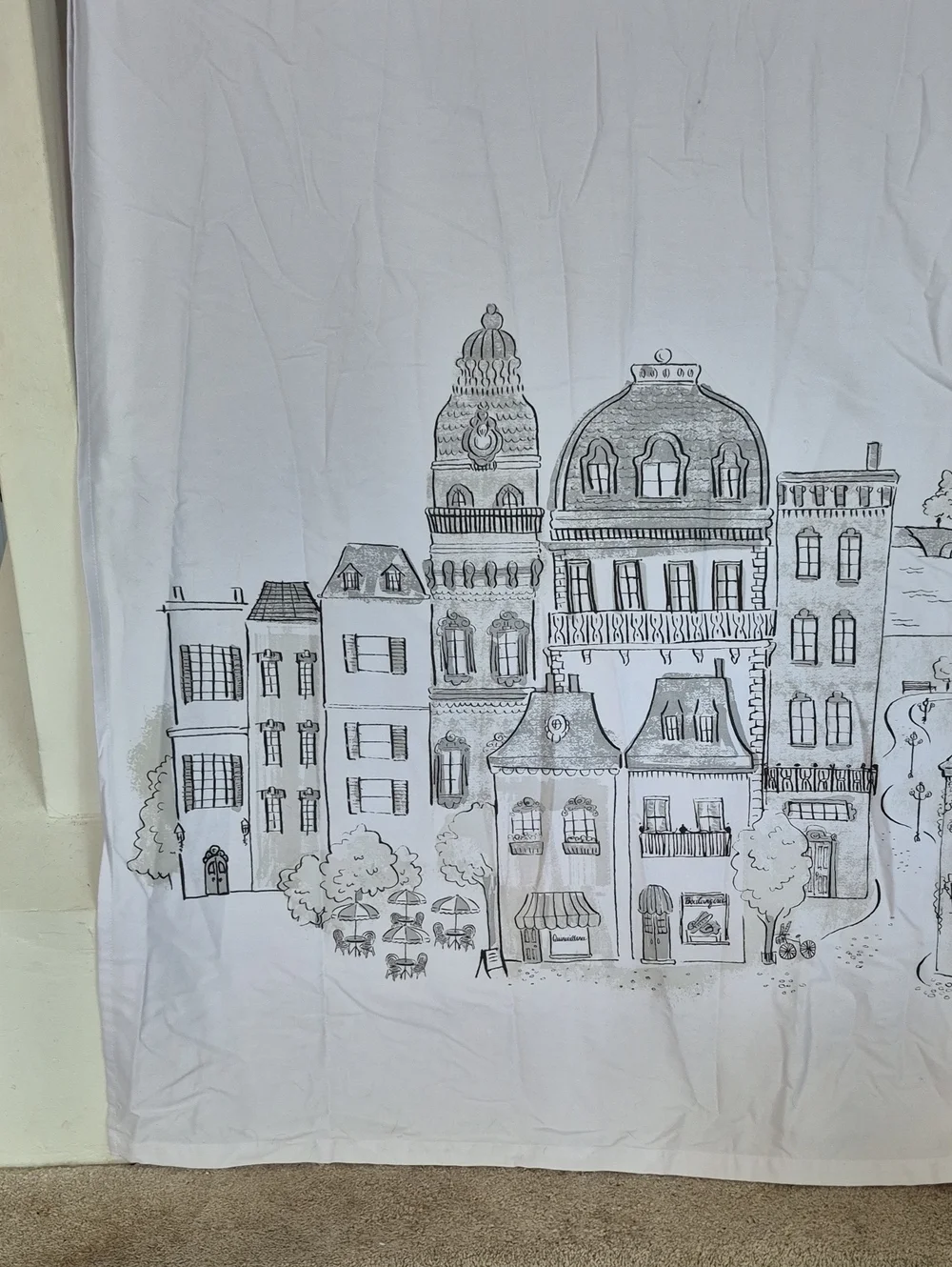 Eifell Tower Paris Cityscape Linen Shower Curtain
